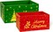 Set of 2 Red and Green Decorative Nesting Wooden Merry Christmas Storage Crate Organizers with Golden Lettering